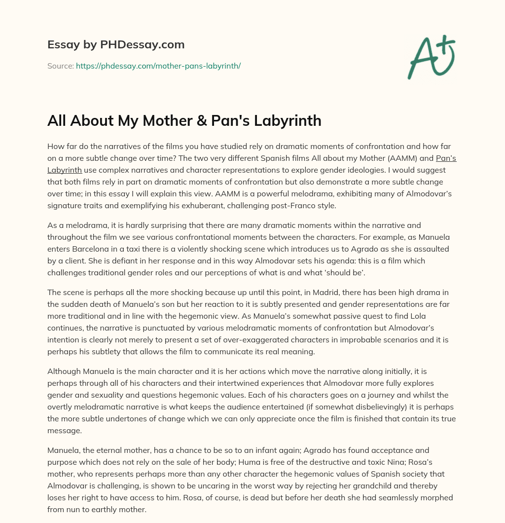 All About My Mother & Pan’s Labyrinth essay
