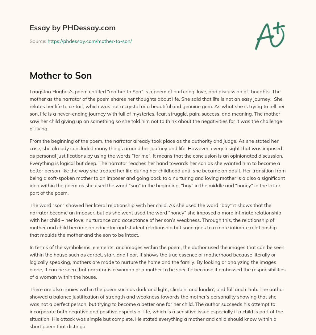 mother to son essay
