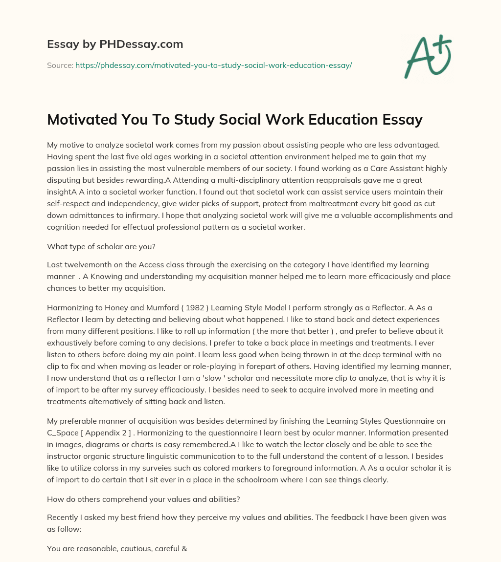 why i want to study social work essay