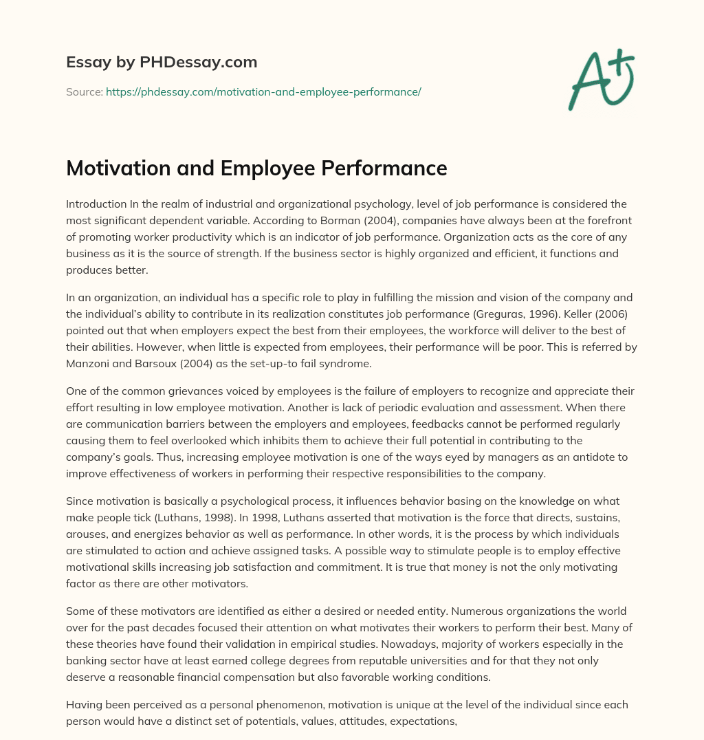 employee performance essay