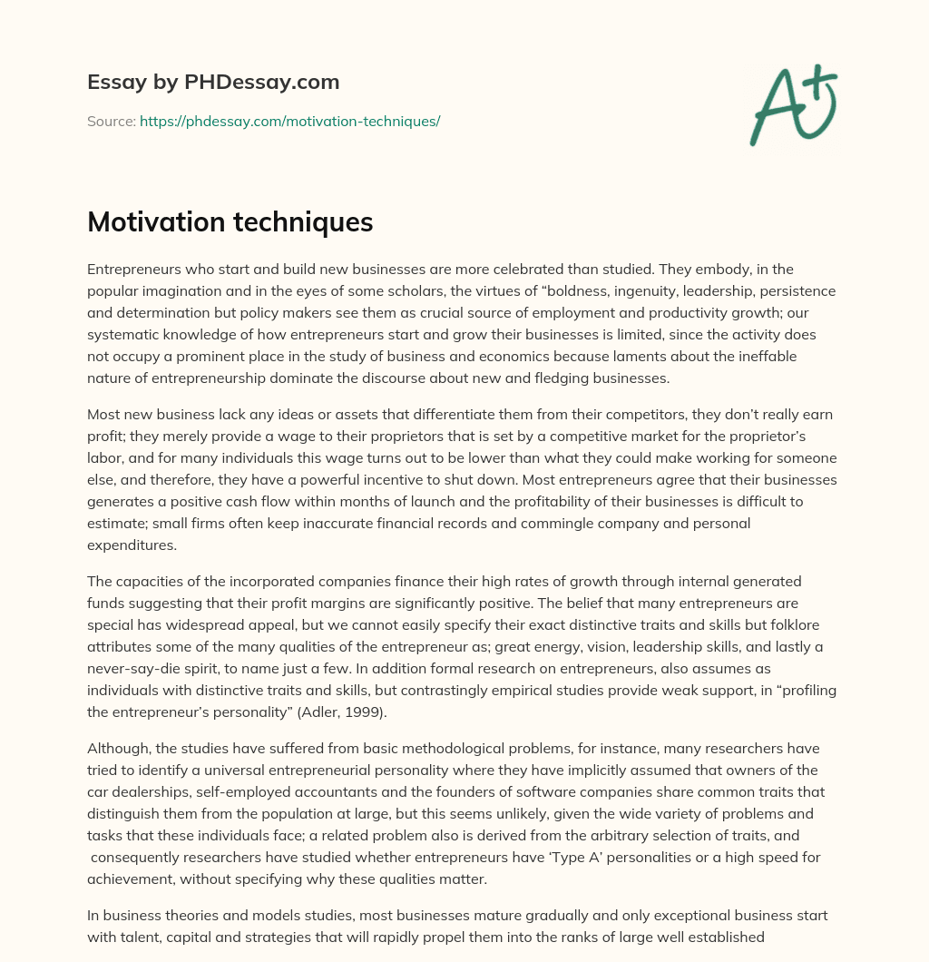 Motivation techniques essay