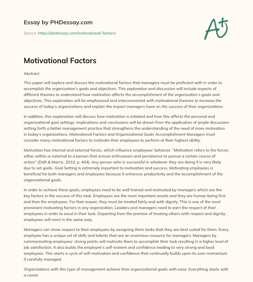 Motivational Factors essay