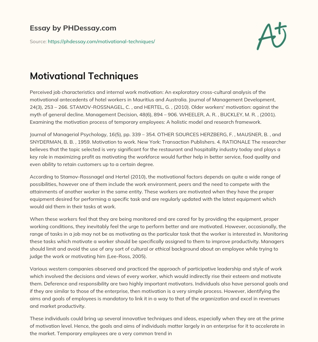 Motivational Techniques essay