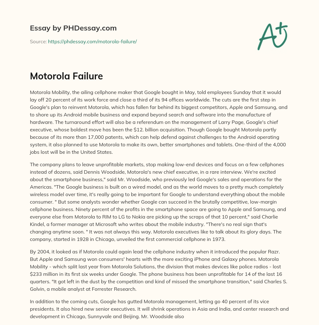 Motorola Failure essay