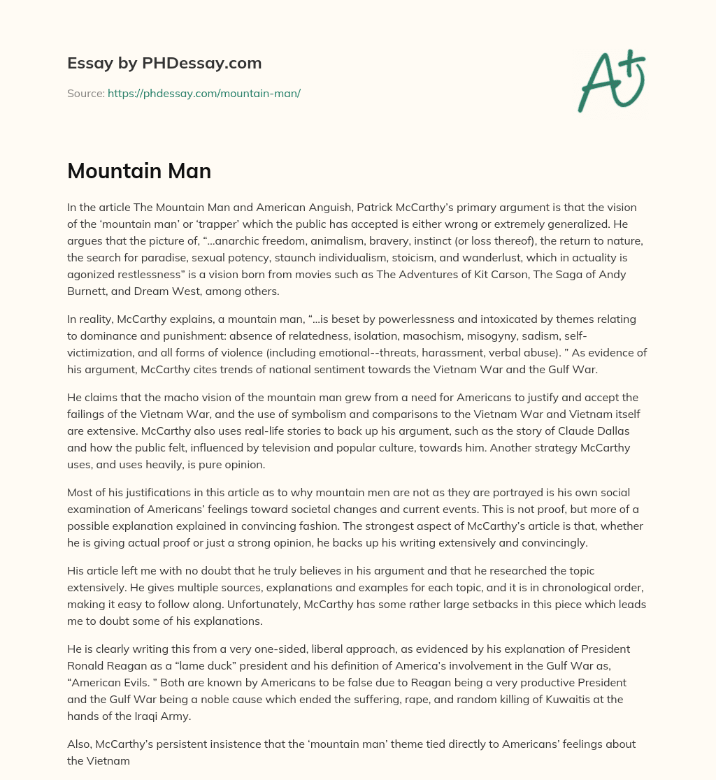 Mountain Man essay
