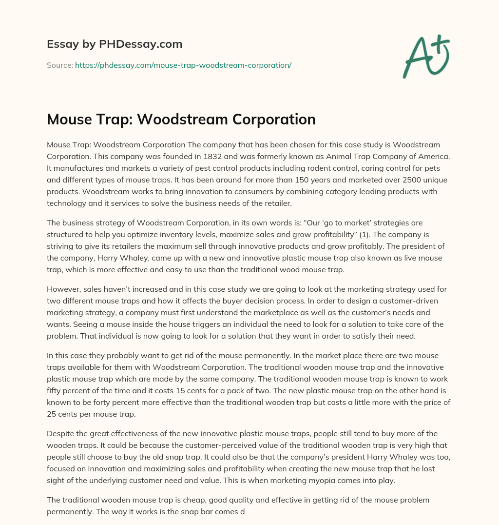 Mouse Trap: Woodstream Corporation essay
