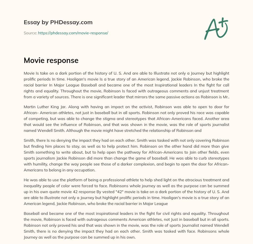 Movie response essay