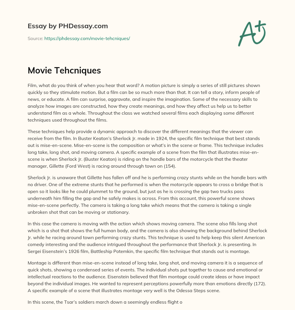 Movie Tehcniques essay