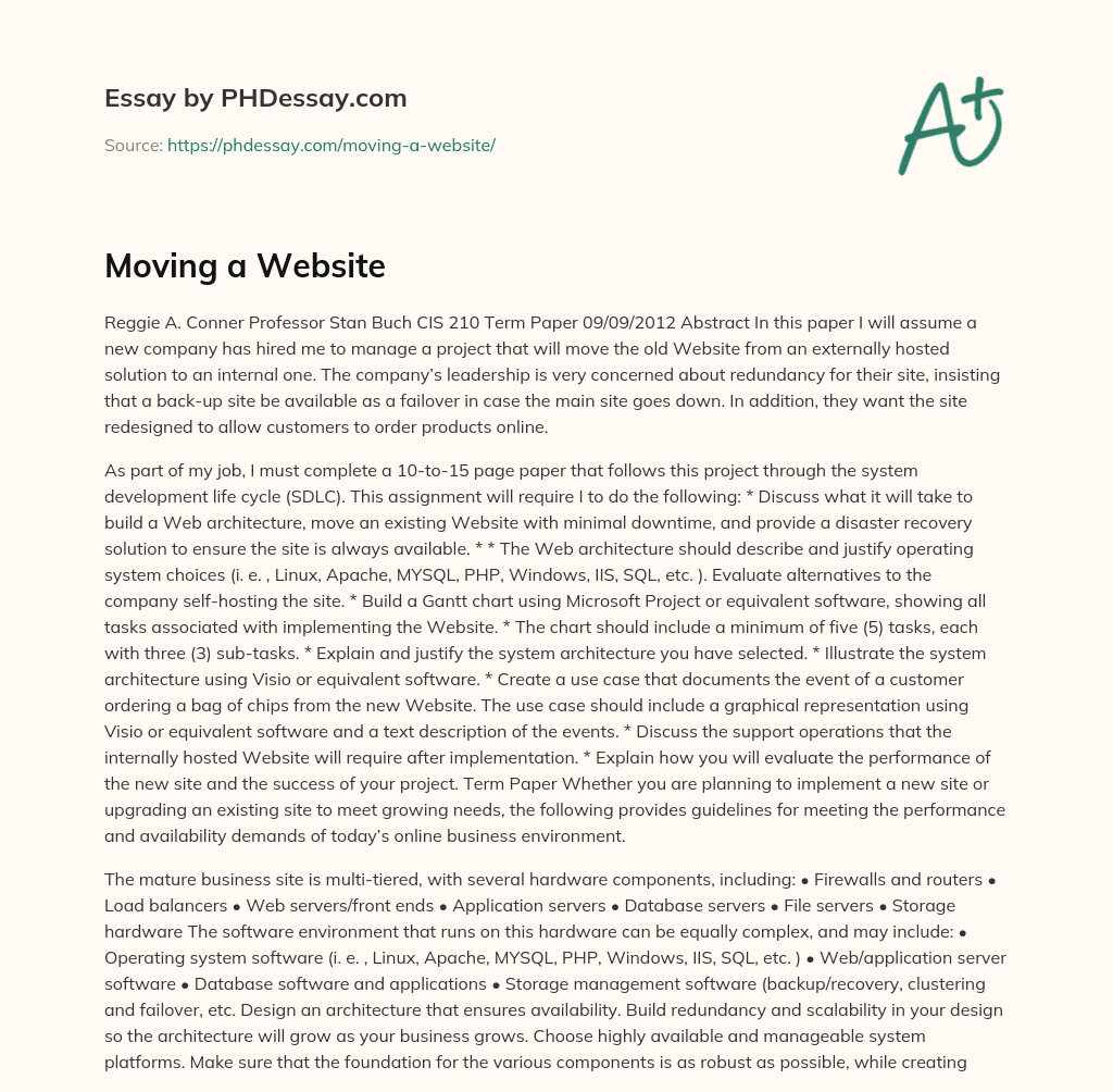 Moving a Website essay