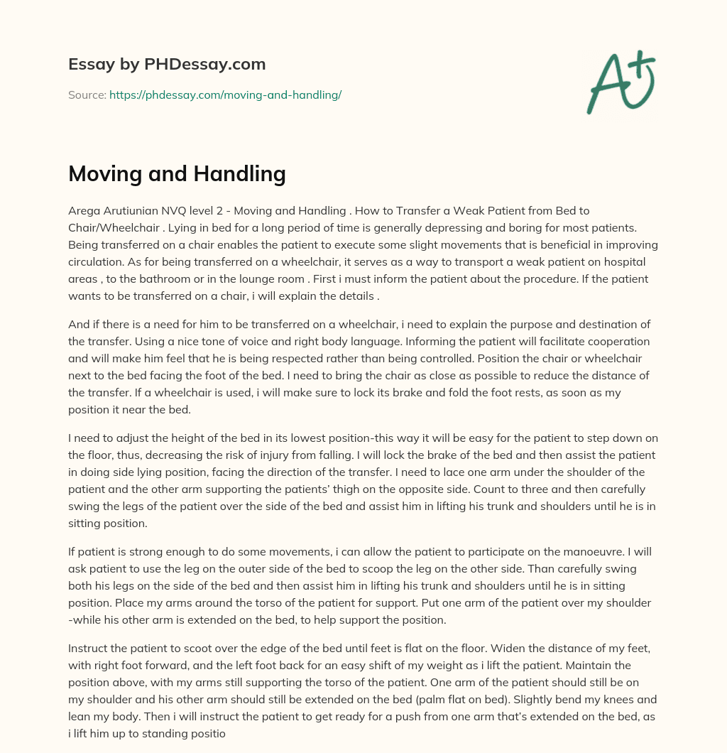 Moving and Handling essay