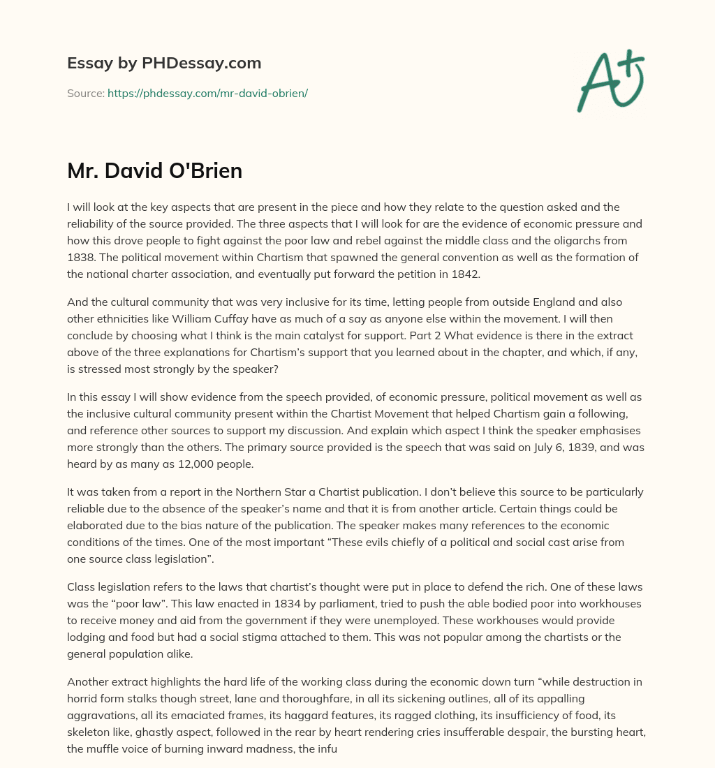 Mr. David O’Brien essay