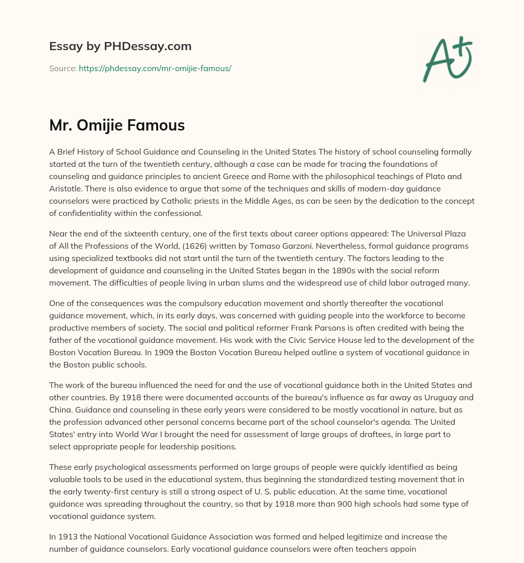 Mr. Omijie Famous essay