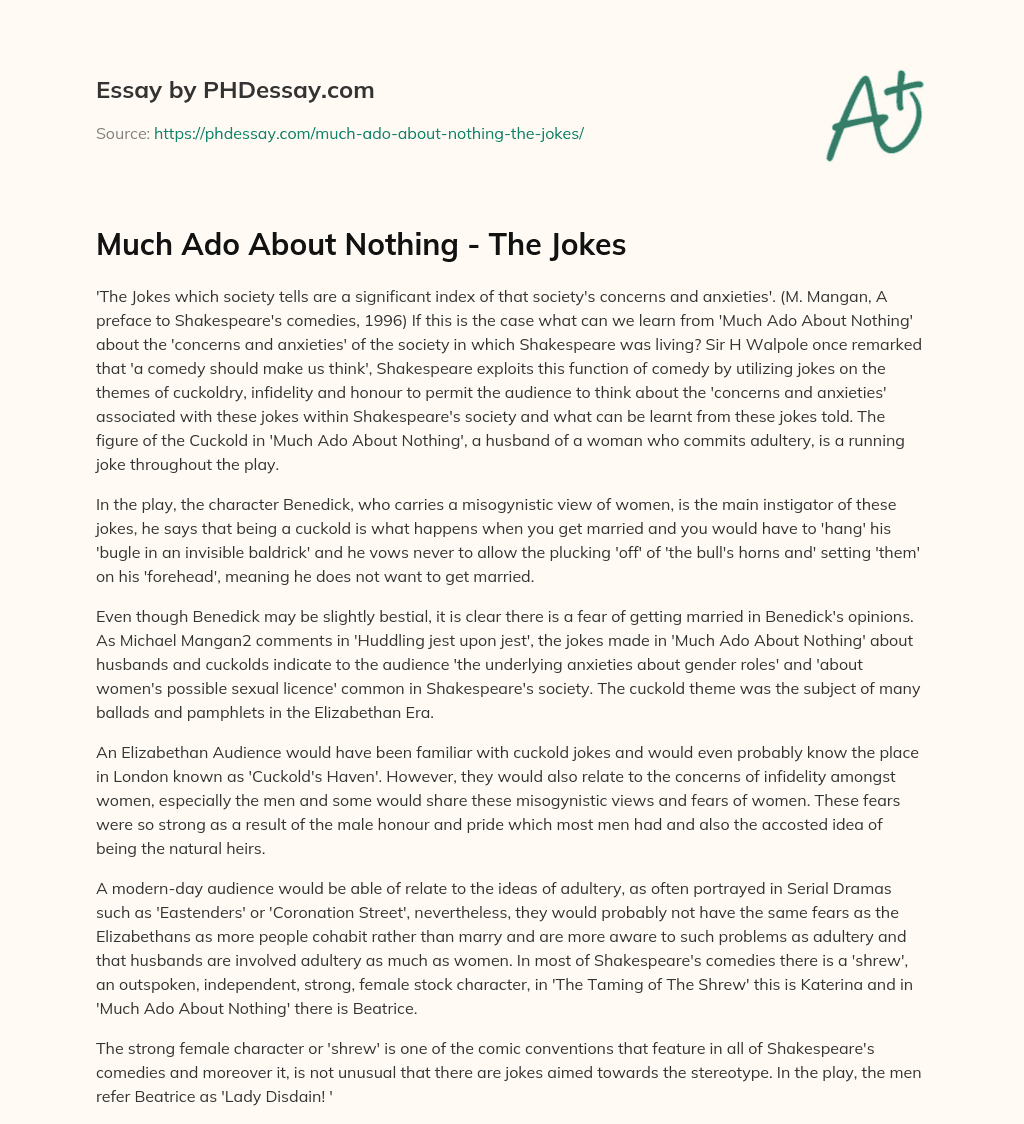 Much Ado About Nothing – The Jokes essay