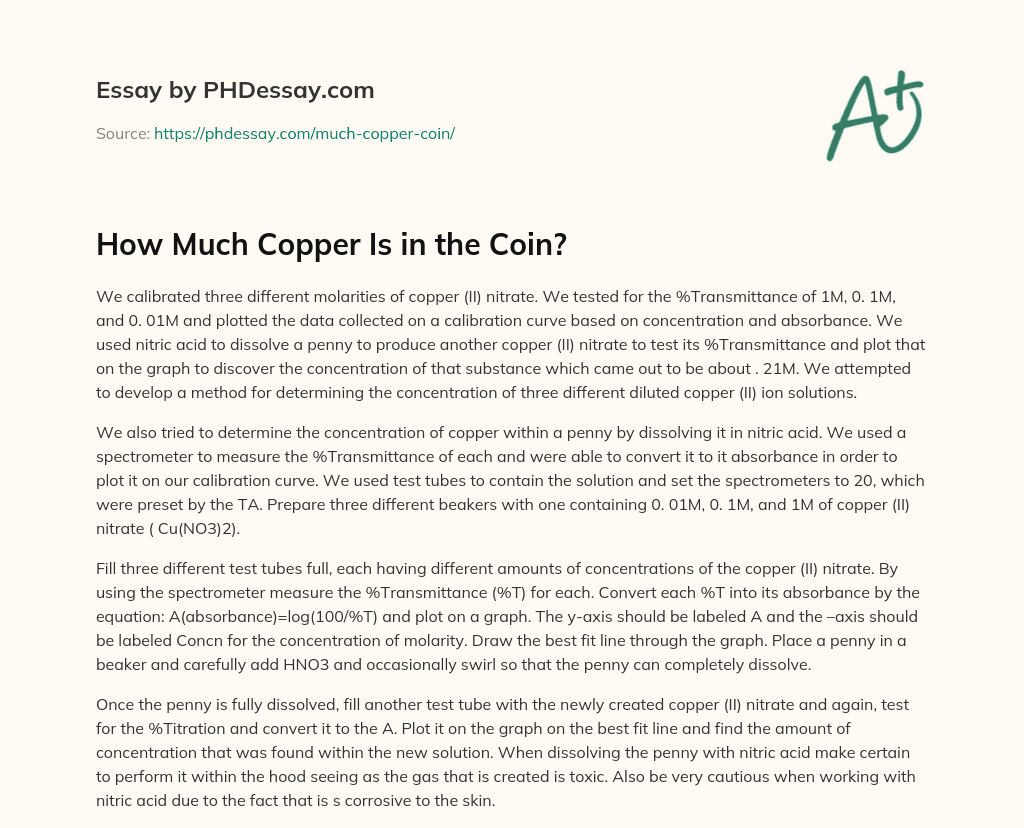 How Much Copper Is in the Coin? essay