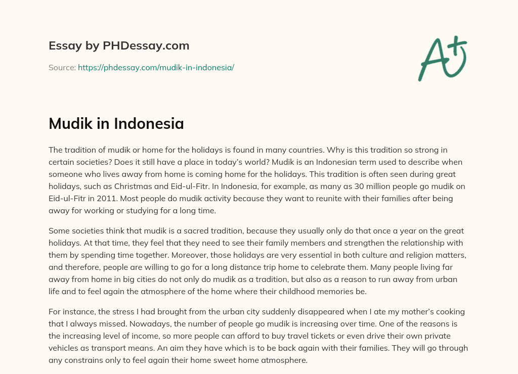 Mudik in Indonesia essay