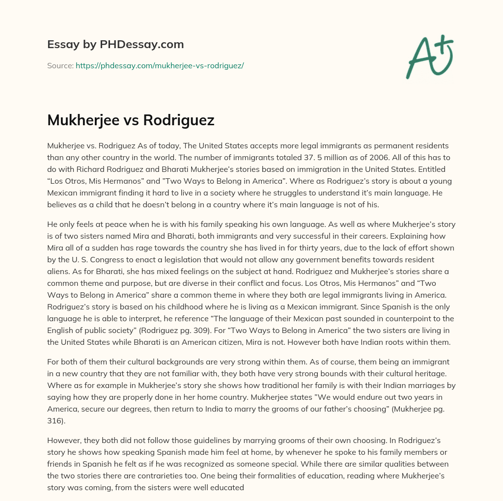 Mukherjee vs Rodriguez essay