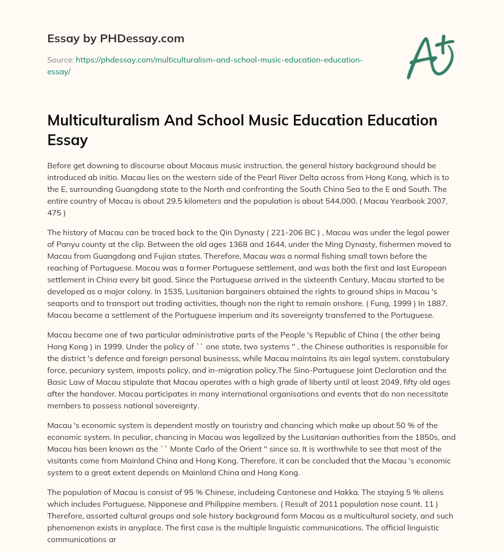 Multiculturalism And School Music Education Education Essay essay
