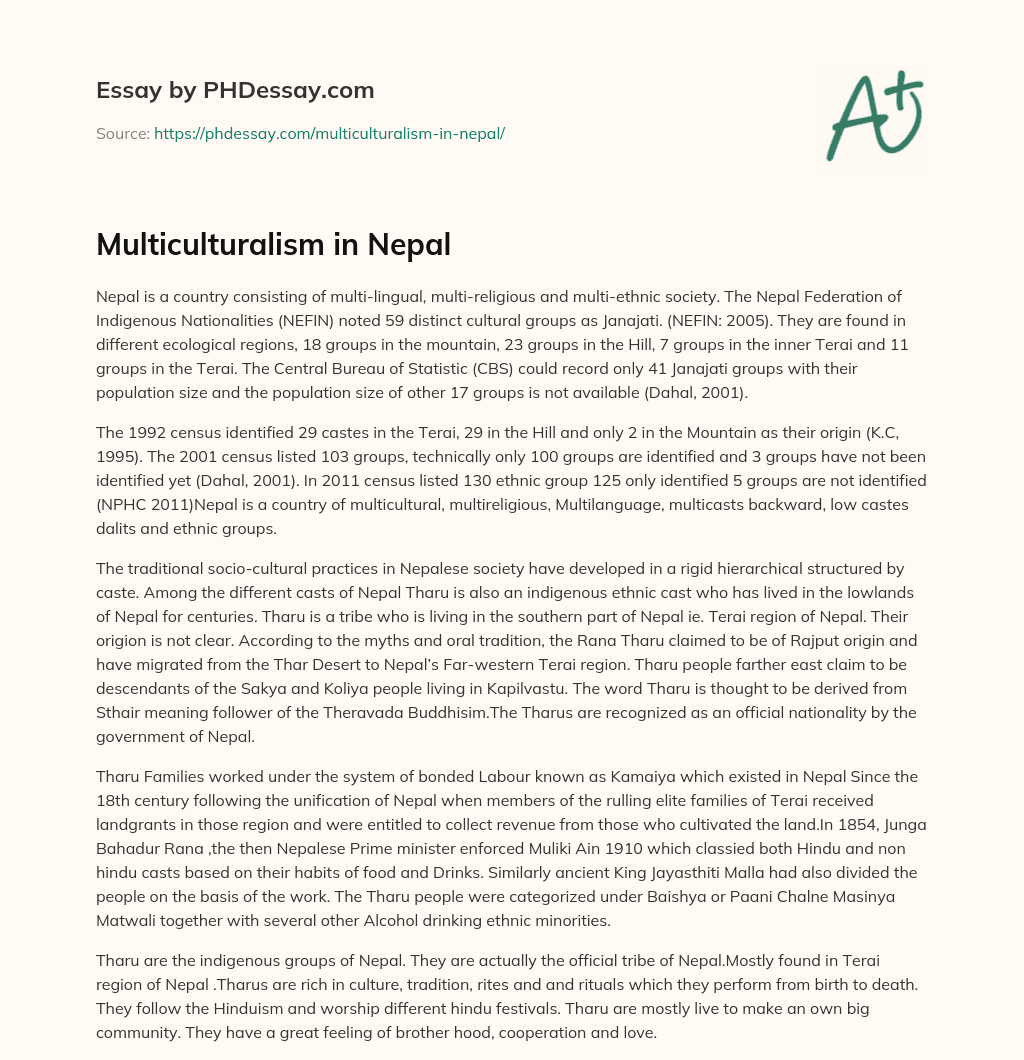 Multiculturalism in Nepal essay