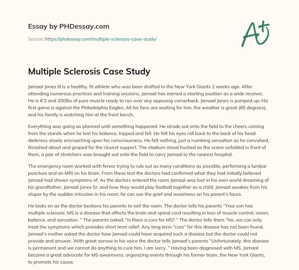 Multiple Sclerosis Case Study essay
