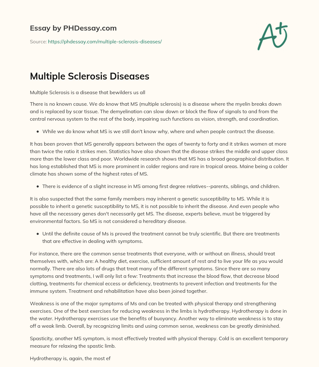 Multiple Sclerosis Diseases essay