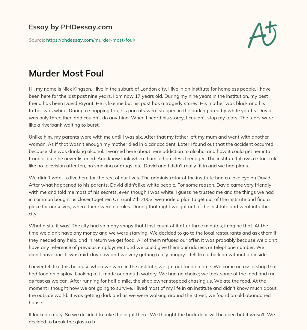 Murder Most Foul essay