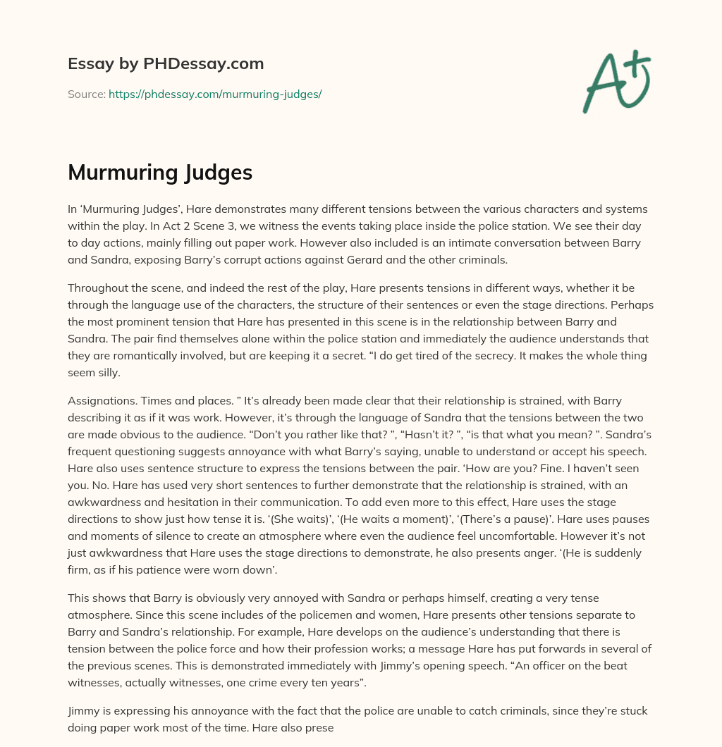 Murmuring Judges essay