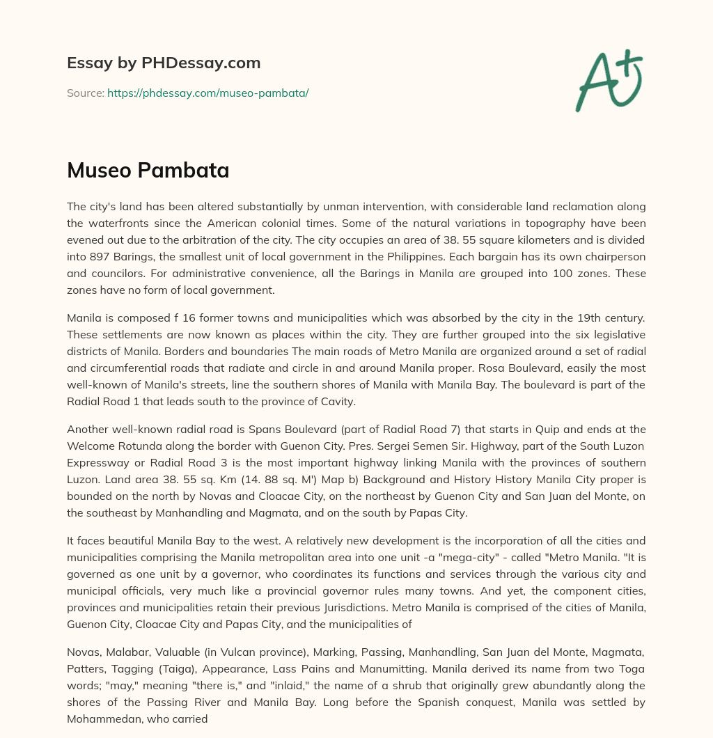 Museo Pambata essay