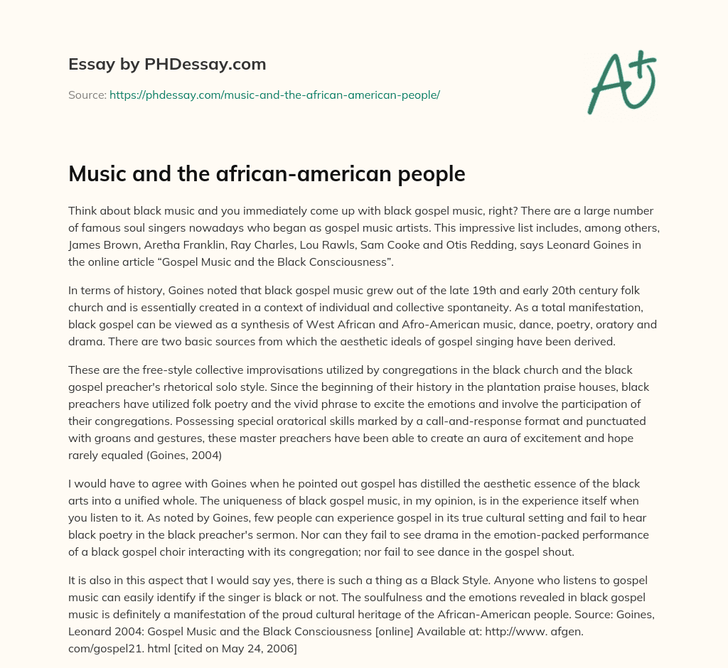 Music and the african-american people essay