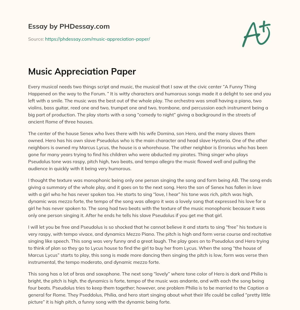 music appreciation signature assignment