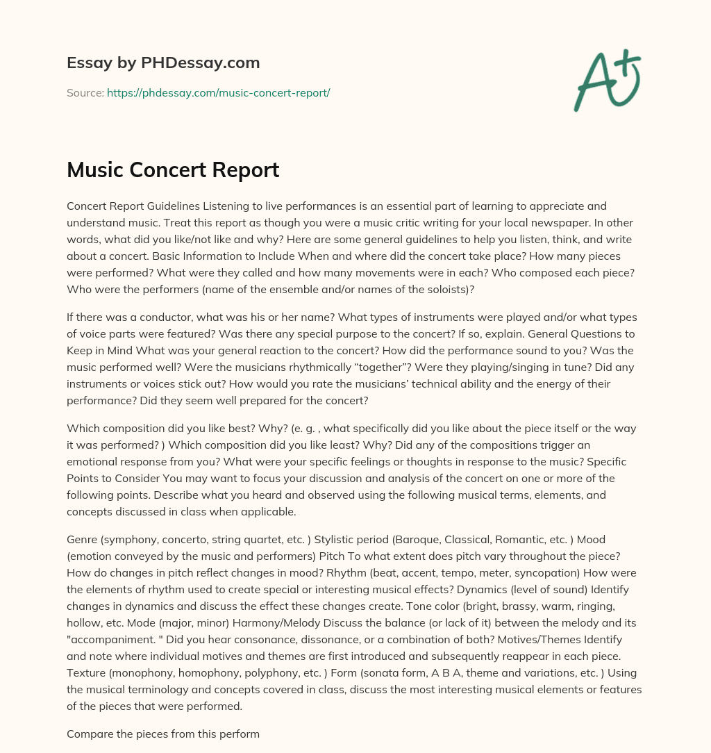 music appreciation concert report essay