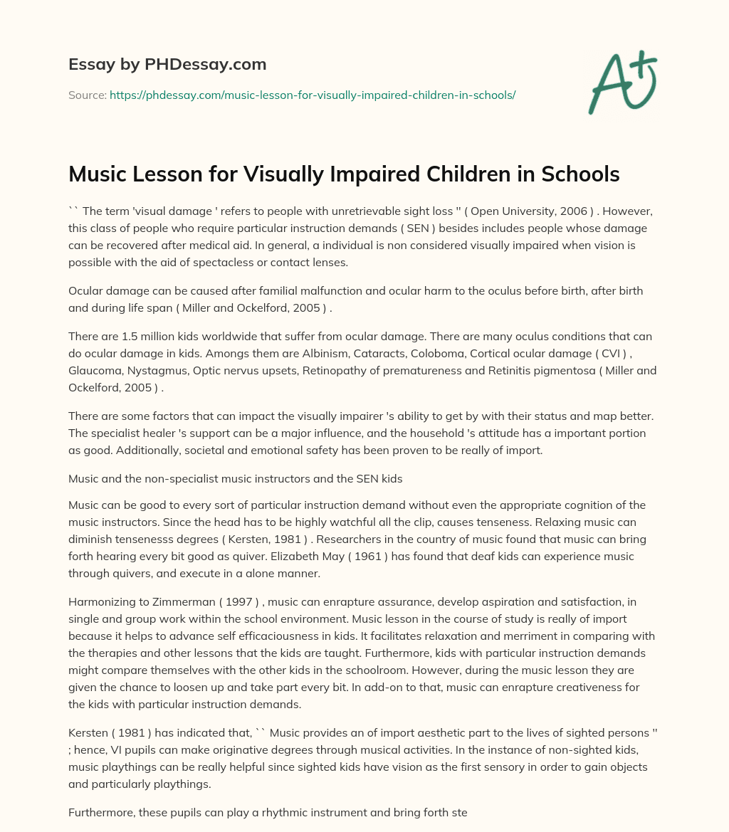 Music Lesson for Visually Impaired Children in Schools