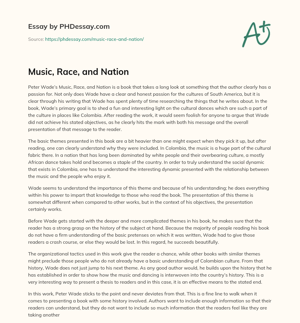 Music, Race, and Nation essay