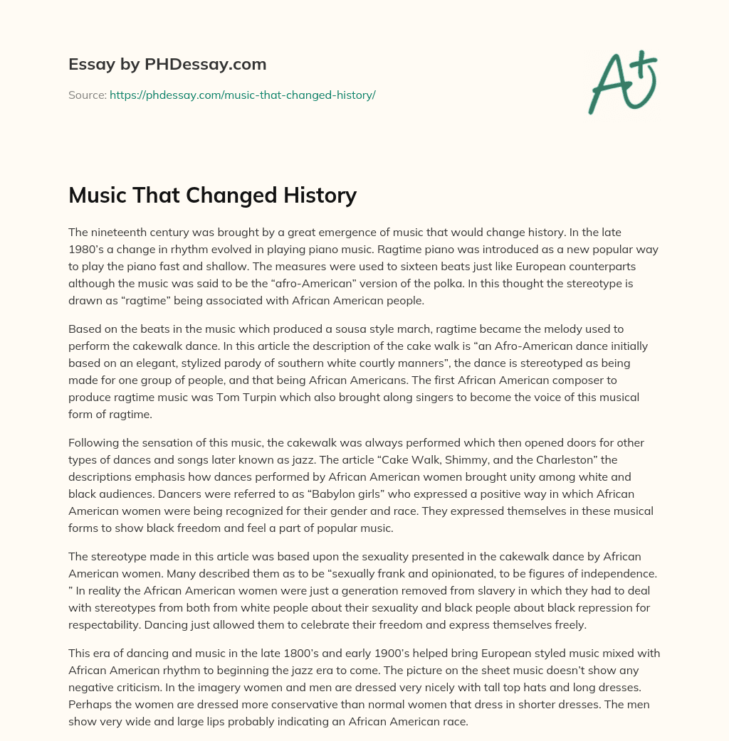 Music That Changed History essay