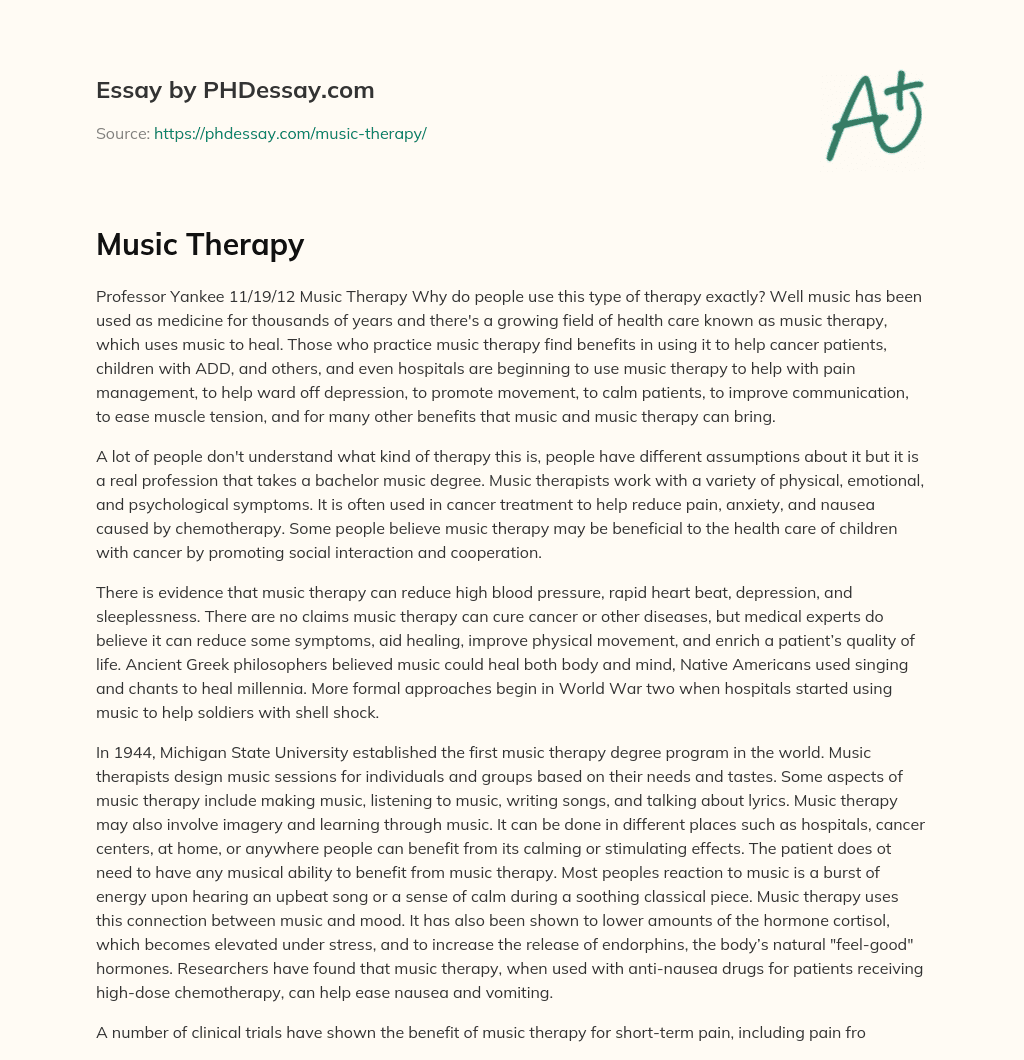 Music Therapy essay