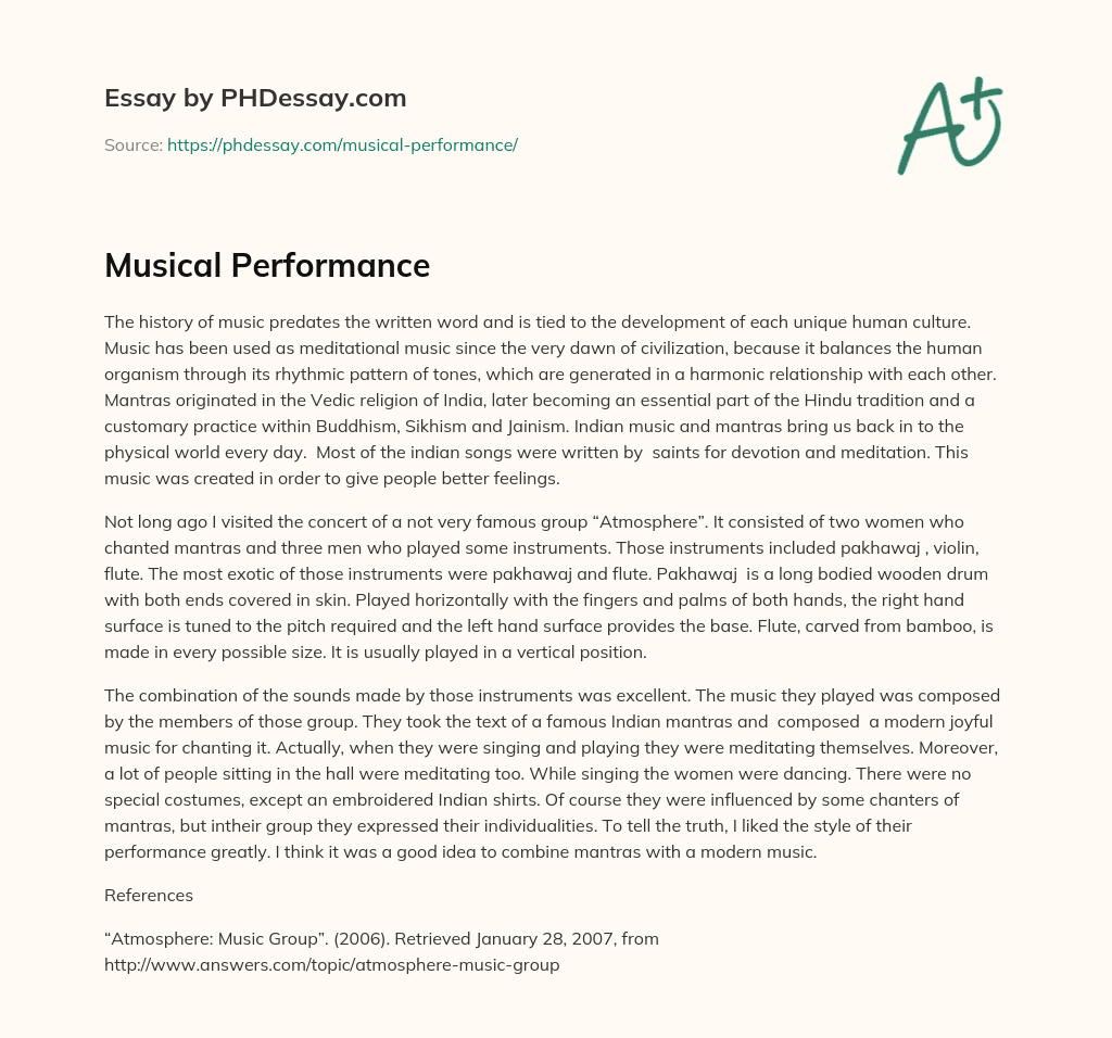 Musical Performance essay
