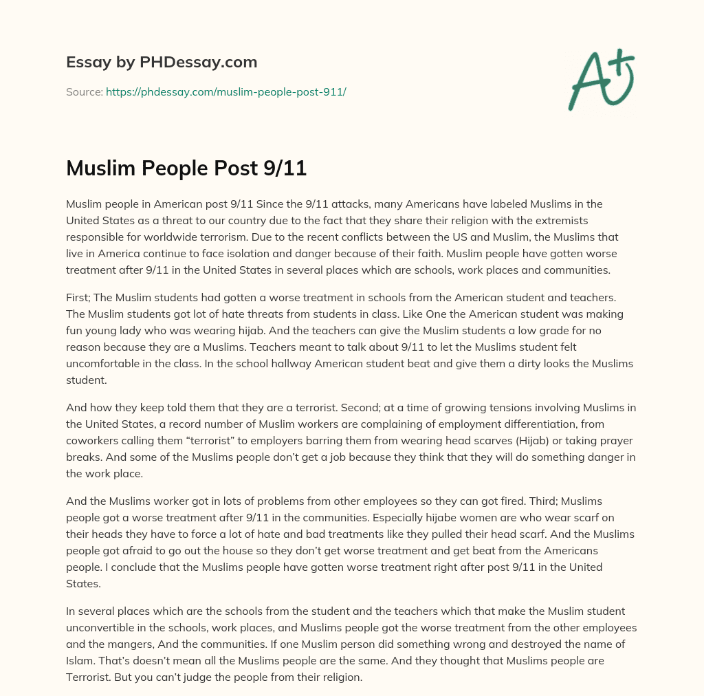 Muslim People Post 9/11 essay