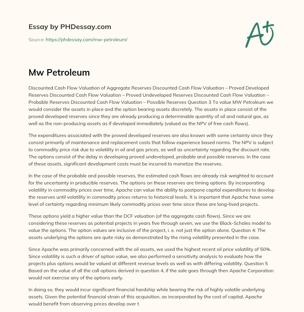 Mw Petroleum essay