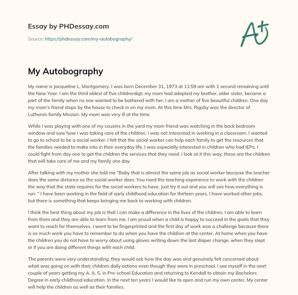 My Autobography essay
