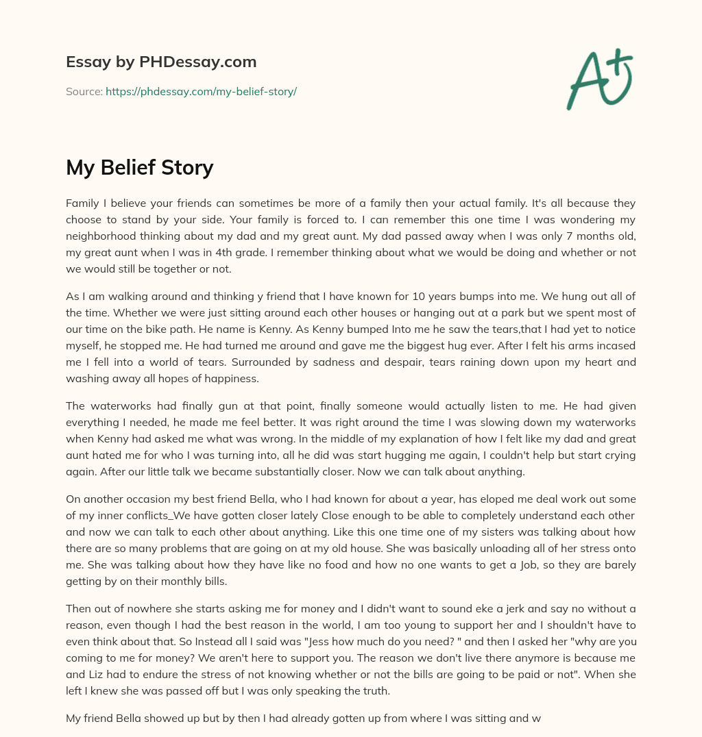 My Belief Story essay