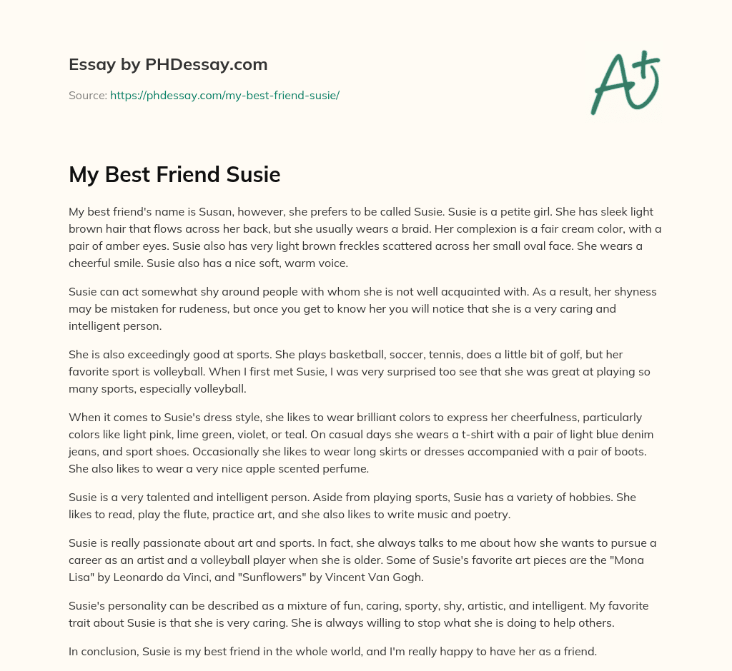My Best Friend Susie essay