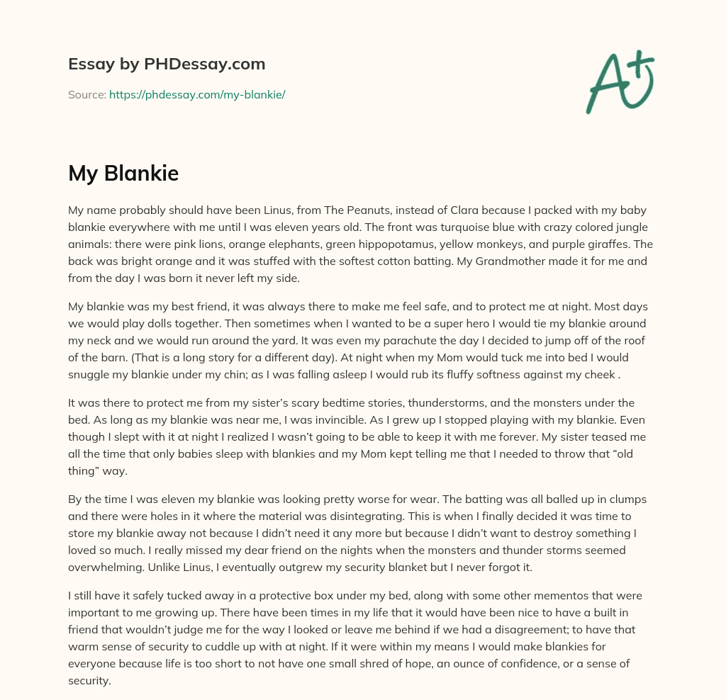 The Importance of a Childhood Blanket essay