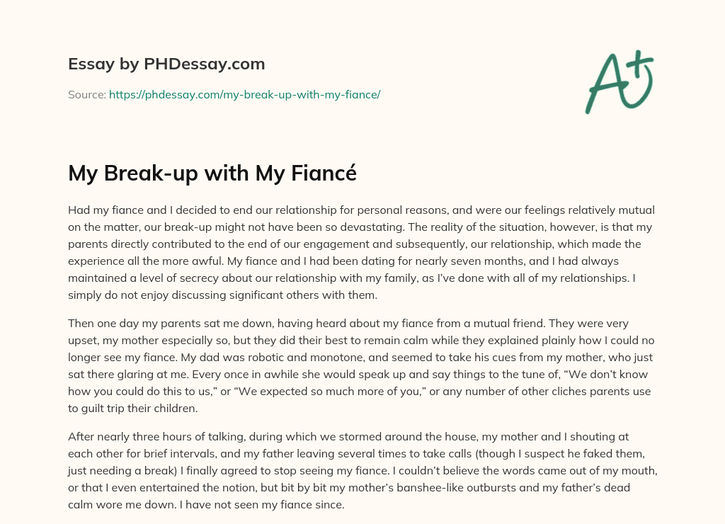 My Break-up with My Fiancé essay