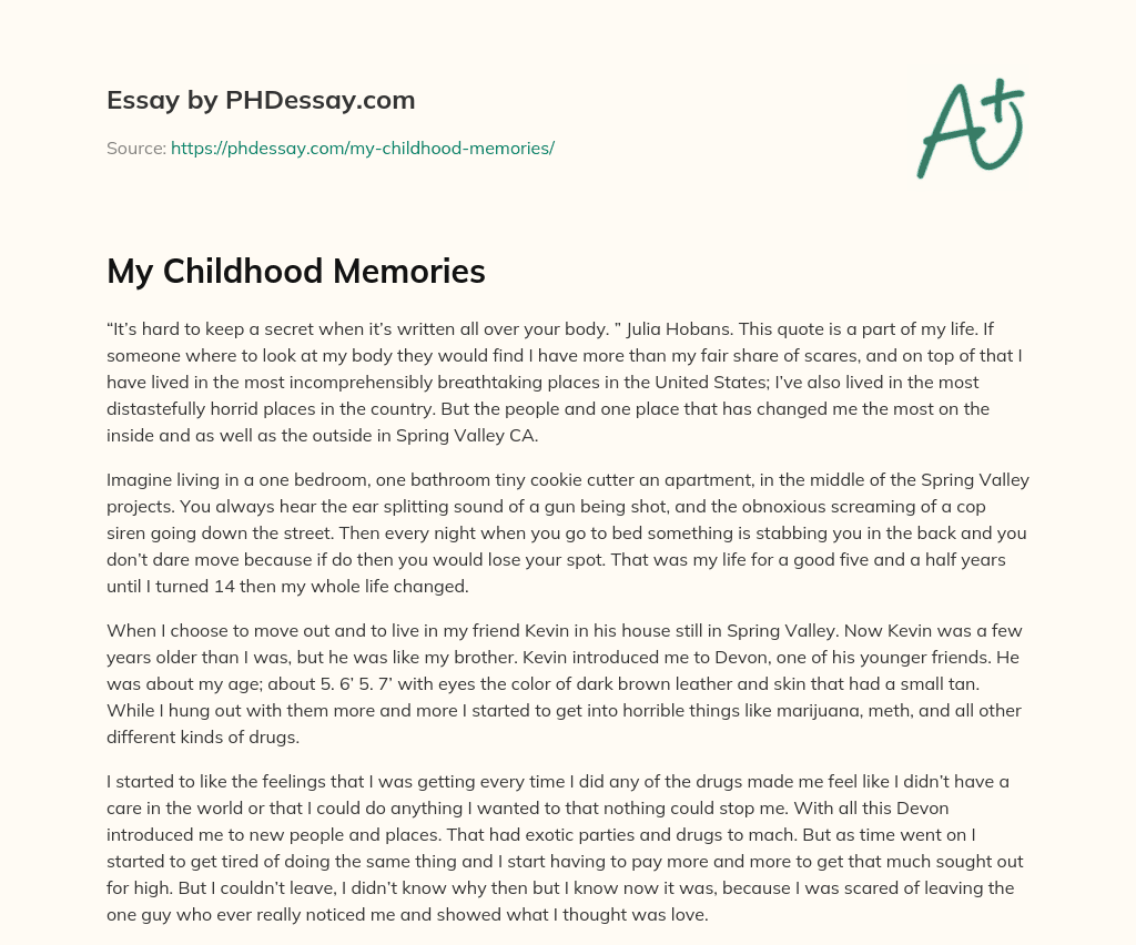 essay about an childhood memories