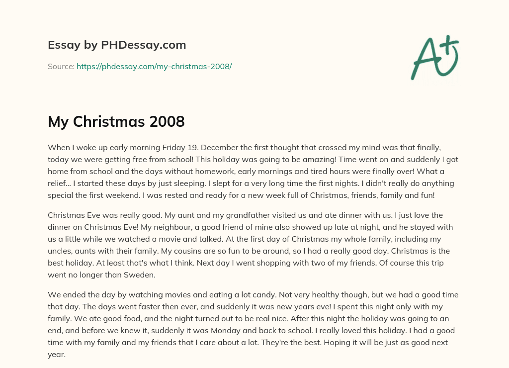 My Christmas 2008 essay