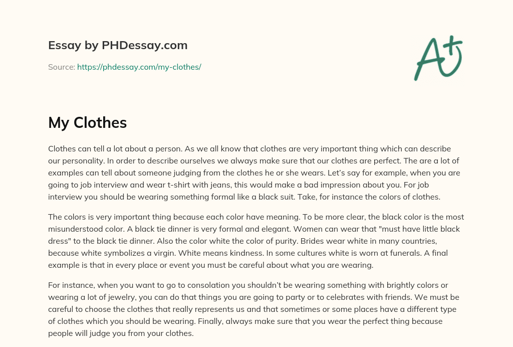 The Importance of Clothes in Describing Personality and Making a Good Impression essay