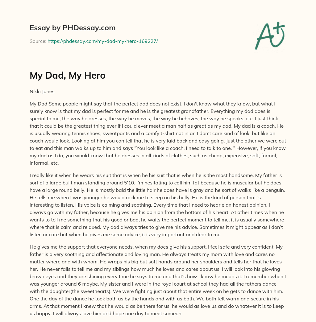 My Dad, My Hero essay