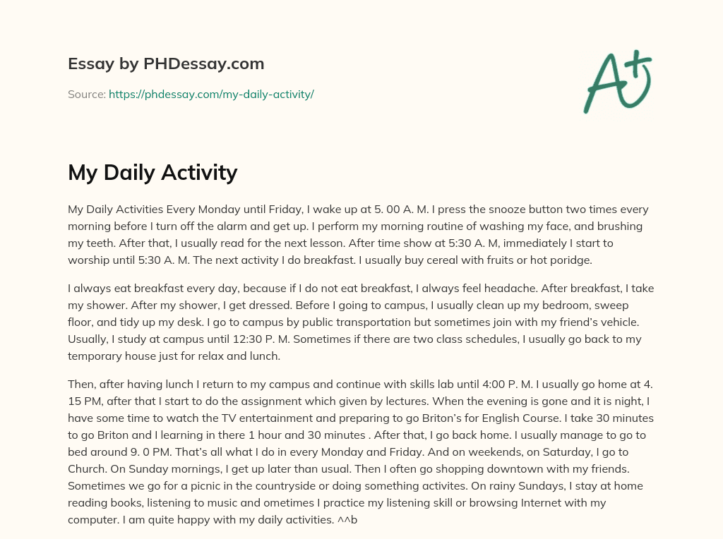 My Daily Activity essay