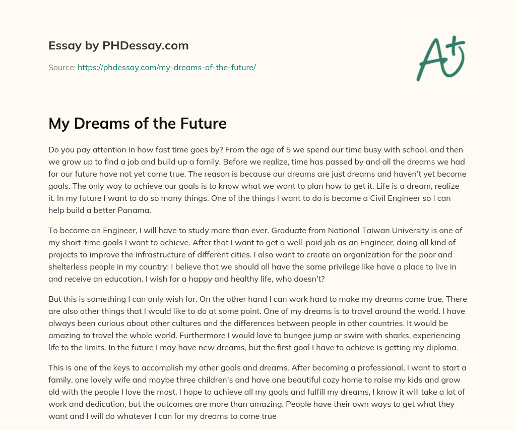 essay about dreams of the future