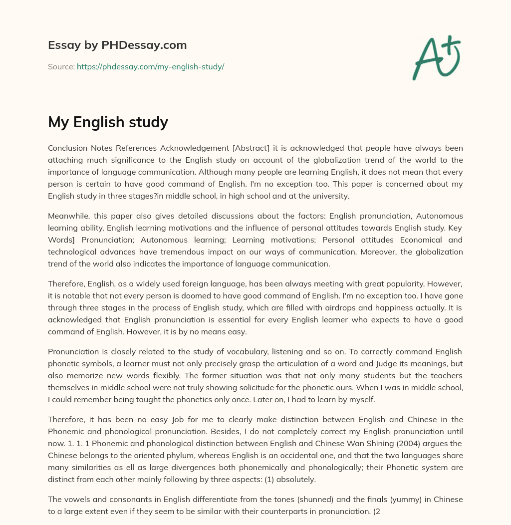 My English study essay