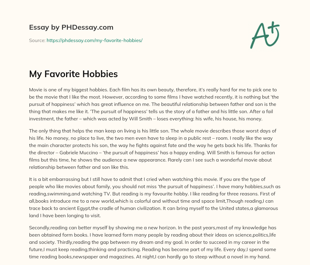 My Favorite Hobbies essay